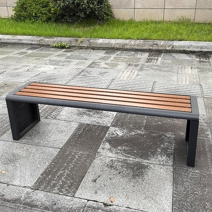 Outdoor Metal Garden Bench, Backless Slatted Seating for Two, Durable Weatherproof Design Ideal for Porch, Yard, and Park Decor