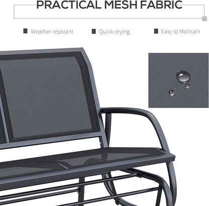 Outdoor Bench 2-Person Glider Bench for Outside Patio Weatherproof Metal Outdoor Benches for Garden, Park, Front Porch and Backyard