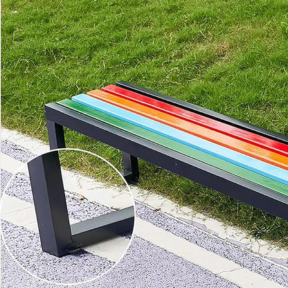 Outdoor Garden Benches, 2-3 Person Seat Outdoor Backless Benches, Sturdy Bench Patio Bench with Slatted Seat for Park,Outside,Metal Frame,880 Lbs Capacity(47.2 inch, Yellow)