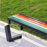 2-3 Person Outdoor Garden Benches, Backless Weatherproof Seat Benches, Metal Frame Patio Park Bench with Slatted Seat - Photo 5