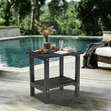 OTSUN Adirondack Outdoor Side Table, 16" HDPE Patio Side Table with Shelf - Photo 6
