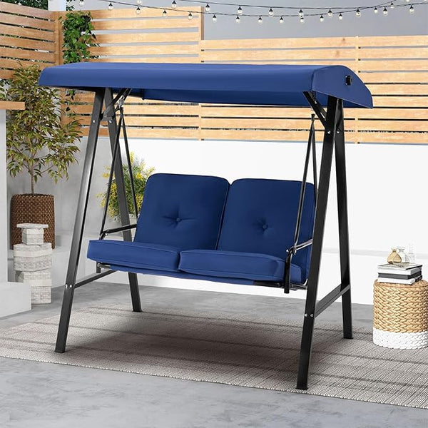 AECOJOY Outdoor Patio Swing Chair for Adults, 2-Seat Porch Swings with Adjustable Canopy - Photo 1