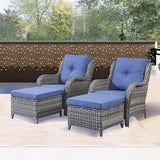 Rilyson Wicker Patio Furniture Set - 4 Piece Rattan Outdoor Sectional Conversation Sets with 2 Chairs and 2 Ottomans - Photo 7