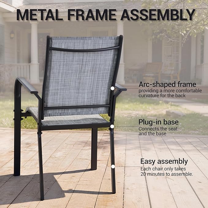 Patio Chairs Set of 4, Outdoor Dining Chairs Set of 4 - Photo 6