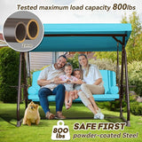 3 in 1 Outdoor Porch Swing with Adjustable Canopy, 3 Seat Outdoor Swing for Adults - Photo 6