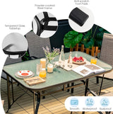 Tangkula 55" Patio Dining Table for 6, Rectangle Outdoor Dining Table with Tempered Glass Tabletop - Photo 6