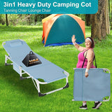 ABORON Oversized Folding Sun Tanning Chair, 3 in 1 Heavy Duty Chaise Lounge Chairs, with Mat/Pillow/Face Arm Holes - Photo 6