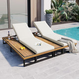 Outdoor Chaise Lounge Chair Set of 2 with 5-Position Adjustable Backrest, Reclinings with Cushions - Photo 1
