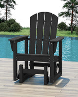 SERWALL Outdoor Glider Chair, HDPE Patio Glider Rocker All-Weather Porch Glider for Outside, Black - Photo 2