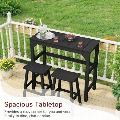 Stoog All-Weather Patio Bar Table, Outdoor Bar Table with Adjustable Feet, Patio Counter Bar Height Tables with Waterproof Top, Never Fade or Rot, for Garden, Balcony, Deck, and Poolside, Black