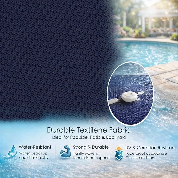 Kozyard Outdoor Chaise Lounge Chair, Full Aluminum Frame and Textilene Fabric, Adjustable Reclining Patio Lounger for Poolside, Sunbathing & Backyard (NavyBlue, 2Chairs with Table)
