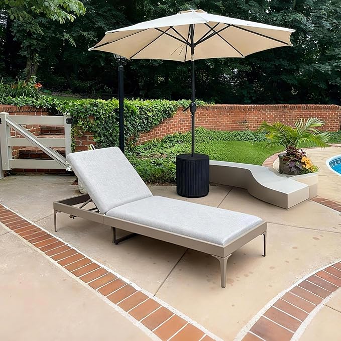 PURPLE LEAF 1 Piece Outdoor Chaise Lounge Aluminum Adjustable Patio Lounger Chair with Cushion Reclining Beach Daybed - Photo 1