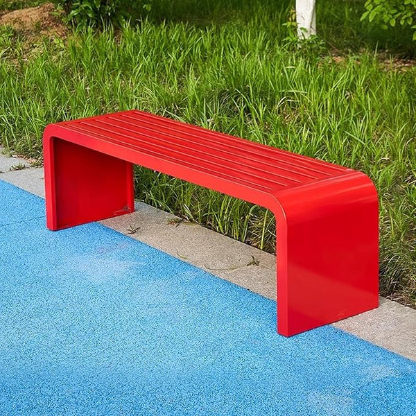 Outdoor Bench Weatherproof, Stainless Steel Metal Garden Bench, Anti-Rust Patio Park Bench for Front Porch, Yard, Lawn, Deck(Red,120cm/47in)