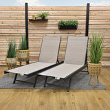 Vivere Set of 2 Aluminum Outdoor Chaise Lounge Chairs, Urban Sun Adjustable Reclining Patio Loungers - Photo 5