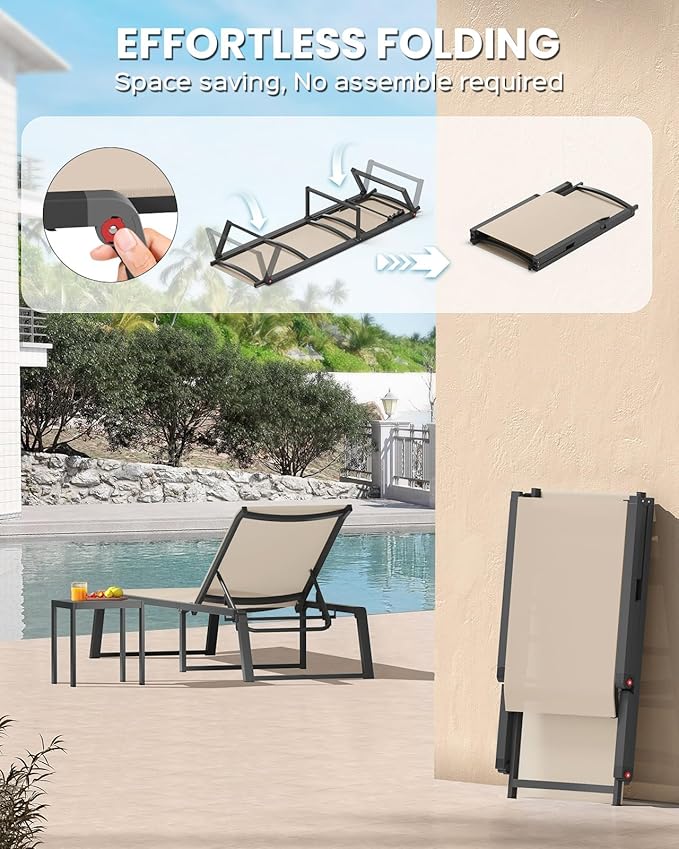Aluminum Chaise Lounge Outdoor Set of 2 - Photo 3