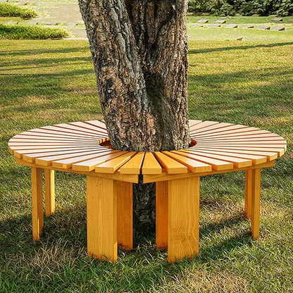 Outdoor Curved Benches - Solid Wood Slatted Seat Fan-Shaped Bench for Garden, Patio Lounge Seating
