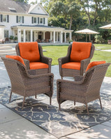Patio Wicker Chairs Outdoor Furniture Chair - Set of 4 Outside All Weather Lawn Dining Brown Rattan Armchair with High - Photo 6