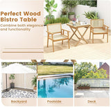 Tangkula 27.5 Inch Teak Wood Patio Dining Table, Square Outdoor Bistro Table with Slatted Tabletop - Photo 8
