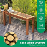 COSTWAY Outdoor Bench, 39.5” Backless Solid Wood Narrow Bench for Outside, Patio, Park, Garden & Front Porch (1) - Photo 6
