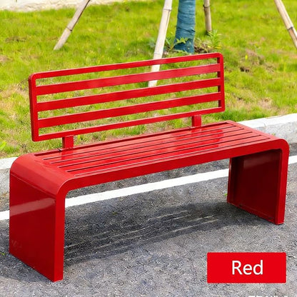 Metal Garden Bench, Outdoor Benches Weatherproof 100/120/150/180 Cm Patio Bench with Backrest, Park Benches Seat for Outside Picnic Yard Front Porch Outdoor Furniture Deco(Red,100 cm/39.37 in)