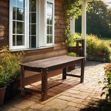 VINGLI Outdoor Wood Bench, 48" Outdoor Bench Patio Wooden Bench Garden Bench Outdoor Backless Bench for Deck Patio - Photo 7