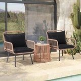 Verano Garden 3 Pieces Patio Bistro Sets, Outdoor Wicker Balcony Furniture Sets - Photo 7