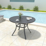 Round Outdoor Dining Table, 41-inch All-Weather Patio Table with Adjustable Umbrella Hole for Deck Lawn Garden Backyard - Photo 2