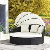 HAPPYGRILL Patio Round Daybed, Wicker Daybed with Retractable Canopy - Photo 2