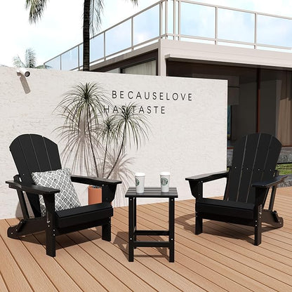 WO WESTIN OUTDOOR HDPE Laguna Outdoor Poly Adirondack Chair with Side Table, Black