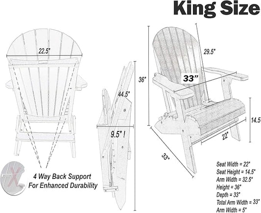 DuraWeather Poly® Classic King Size Folding Adirondack Chair (Birchwood Taupe)