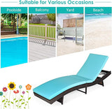 Tangkula Outdoor Folding Chaise Lounger, Rattan Patio Lounge Chair with Removable Thick Cushion, 5 Adjustable Levels - Photo 9