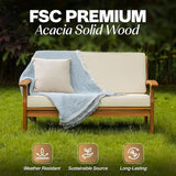 IDZO Laurent 800lbs Capacity Acacia Outdoor Loveseat, FSC Certified 2 Seater Patio Sofa with 3.9in Thick Cushions - Photo 4