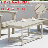 Costaelm 4-Piece Set Outdoor/Patio Poly Adirondack Chairs with a Coffee and a Side Table (2 Seater), Sand - Photo 5