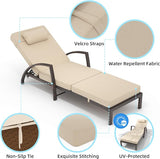 Garvee Chaise Lounge Outdoor Set of 2, PE Rattan Wicker Pool Lounge Chairs with 5-Level Adjustable Backrest - Photo 5