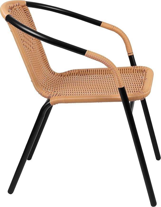 EMMA + OLIVER Set of 2 Modern Rattan Indoor/Outdoor Stack Chairs - Photo 7