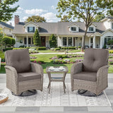 3 Pieces Patio Bistro Set Outdoor Swivel Rocker Patio Chairs with Side Table Patio Furniture for Deck Porch Garden - Photo 1