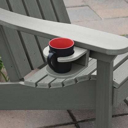 highwood Classic Wesport Adirondack Chair with Ottoman and Cup Holder, Coastal Teak