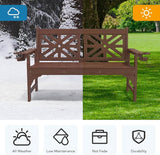 Oversized Outdoor Bench with Cup Holders, 51.5” HDPE Aesthetic Garden Bench for 2 Person - Photo 5
