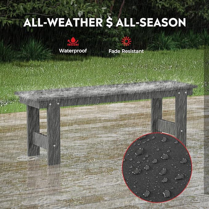 Costaelm Garden Bench, Front Porch Bench Entryway Park Bench, Patio Backless Garden Seat for Outdoors/Indoor, Low Farmhouse Bench, Gray