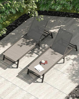 Aluminum Chaise Lounge Chair Outdoor, Foldable Patio Lounge Chair 2 Sets Assemble-Free - Photo 2