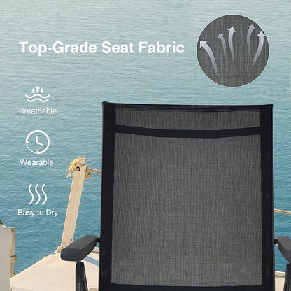 Giantex Patio Lounge Chair Foldable Chaise Lounger, Outdoor Sunbathing Chair W/ 5-Position Backrest, 2-Position Footrest, Steel Frame, Portable Recliner for Yard, Lawn Tanning Pool Chairs (1, Black)
