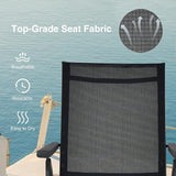 COSTWAY Folding Chaise Lounge, Lightweight & Breathable Fabric, Outdoor Tanning Recliner Chair for Deck, Beach (Black) - Photo 6