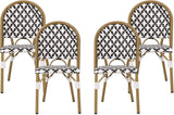 Christopher Knight Home Anastasia Outdoor French Bistro Chair (Set of 4), Black + White + Bamboo Print Finish - Photo 1
