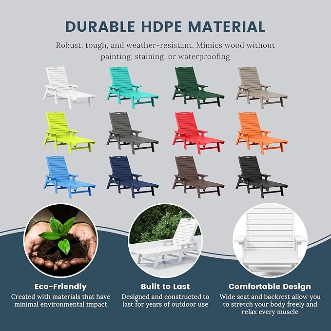 WO WESTIN OUTDOOR HDPE Laguna Poly Reclining Chaise Lounge, White
