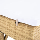 SAFAVIEH Outdoor Collection Cam Natural Brown Wicker/White Cushion Adjustable Chaise Lounge Chair - Photo 7