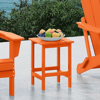Costaelm 4-Piece Set Outdoor/Patio Poly Adirondack Chairs with a Coffee and a Side Table (2 Seater), Orange
