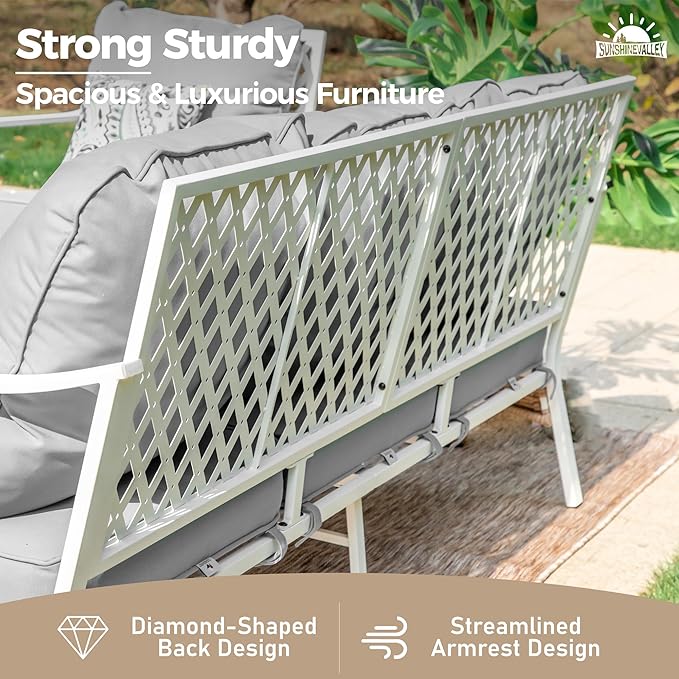 Metal Patio Furniture Sofa with 5.75" Extra Thick Cushion - Photo 6