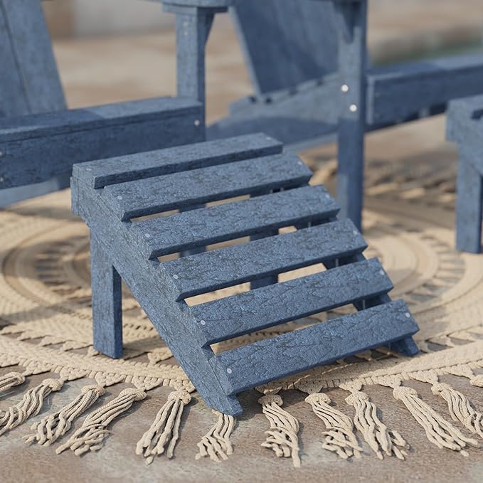Wildridge Classic Footrest, Patriot Blue - Outdoor Weather Resistant HDPE Ottoman for Adirondack Chair