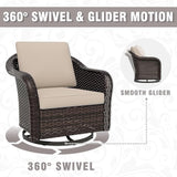 3 Piece Patio Wicker Conversation Set, All-Weather Use Outdoor Wicker Sofa with 2 PE Rattan 360 Swivel Chair - Photo 8