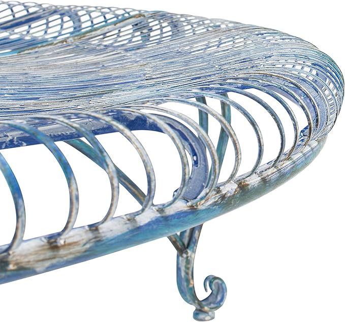 Safavieh PAT5019C Outdoor Collection Ally Darling Antique Wrought Iron 60-inch Round Tree Bench, Mossy Blue
